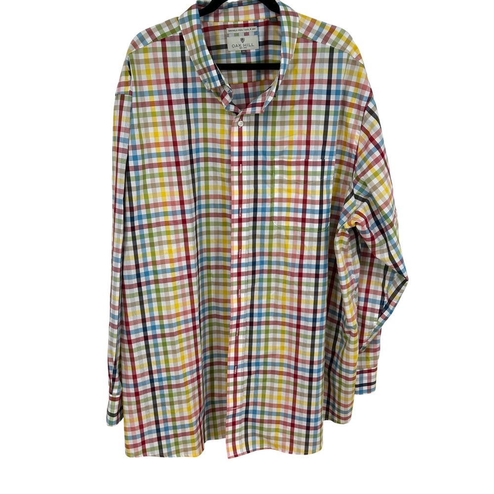 Oak Hill Mens Button Down Shirt Multicolor Plaid Wrinkle Free 3XLT Tall